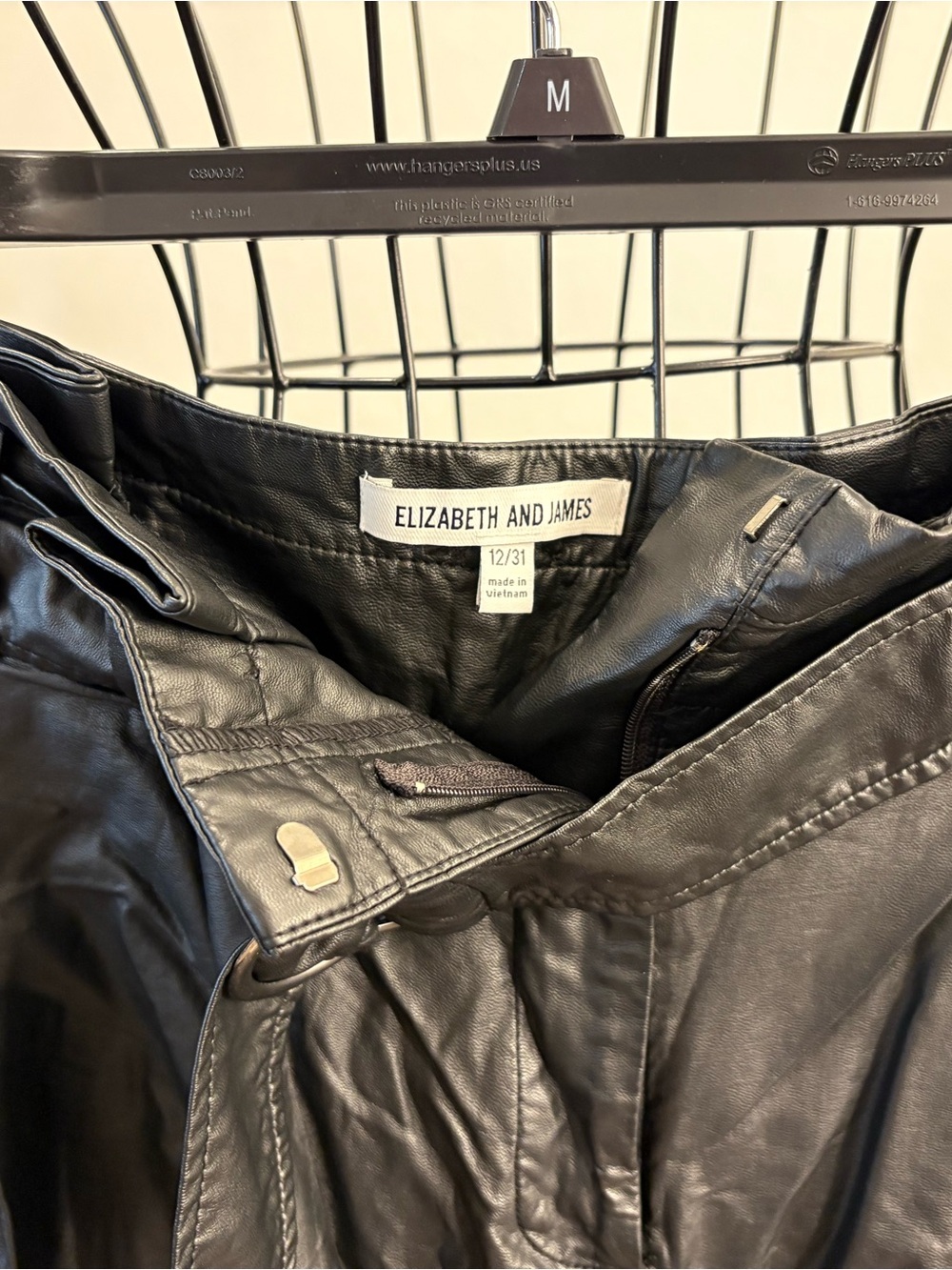 Elizabeth and James Black High-Waist Leather Shorts